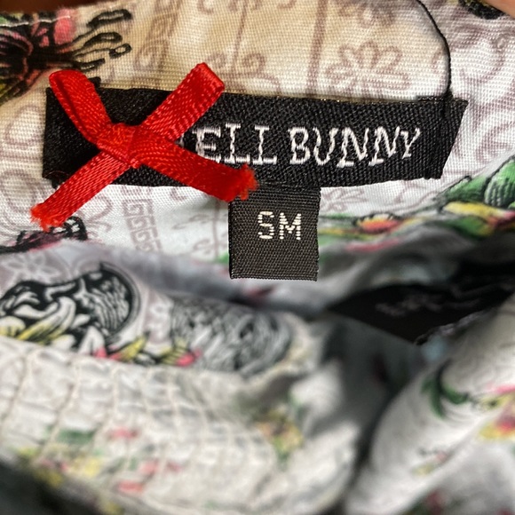 Hell Bunny Floral Skeleton Summer Mini Pin-up Dress S/M - Picture 7 of 9